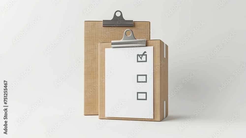 Poster the image shows a cardboard box and clipboard with a check mark. the parcel is returned to the couri