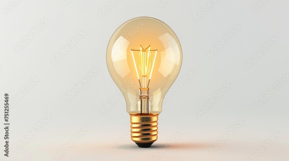 Poster 3d illustration of a realistic light bulb. concept of business idea and strategy. power-saving lamp.