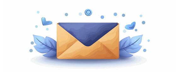 E-mail marketing vector banner. Signup for newsletters, news, offers, promotions. End of an envelope. Buttons template. Subscribe, submit. Send via mail. Follow me. Blue. Eps 10.