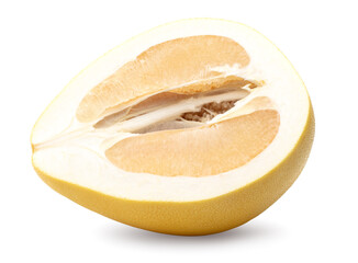 half of pomelo fruit isolated on white background. clipping path