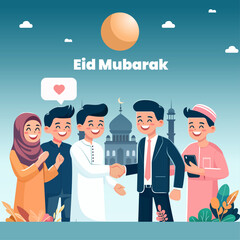 Eid Mubarak Poster Design Vector V2 suitable for social media campaign and poster blasting