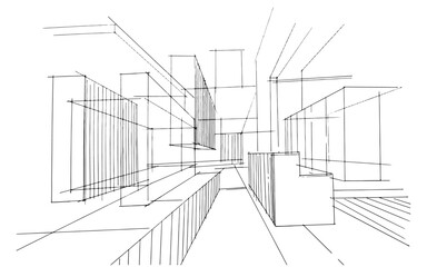 Drawing exterior and interior architectural lines. , Graphic assembly in architecture and interior design work. ,Sketch ideas for interior or exterior designs.