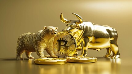 
bear and bull cryptocurrency rise and fall symbols
