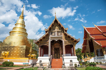 Wat phra singh temple is the most famous landmark in Chiang Mai, Thailand