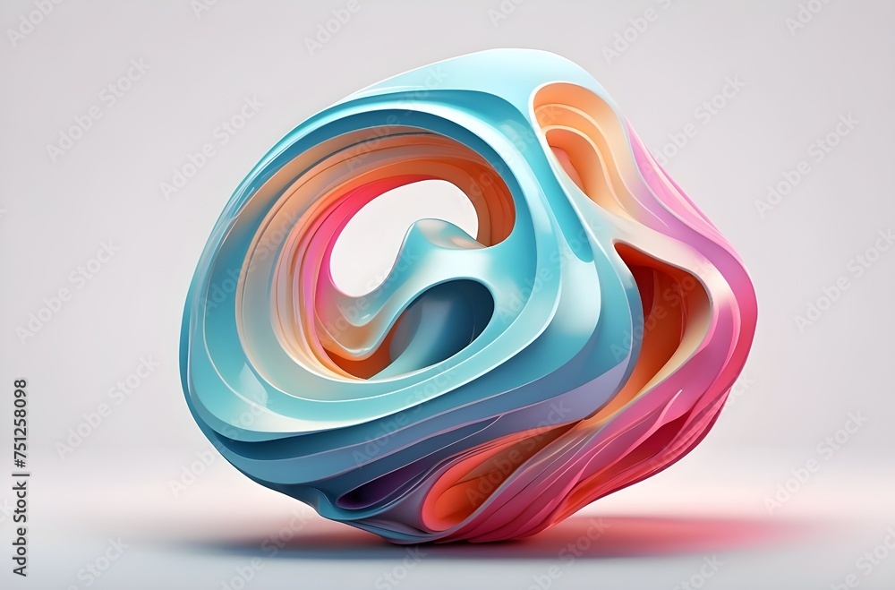Poster sculpting imagination: a modern 3d shape of intertwined loops in gradient colors, generative ai