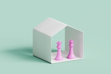 Chess pieces LGBT concept. 3d illustration.