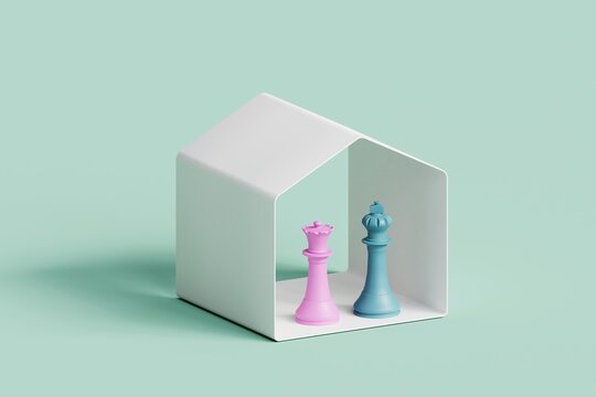 Chess pieces LGBT concept. 3d illustration.