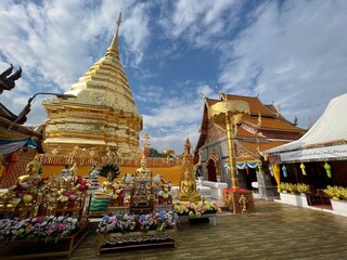 Wat Phra That Doi Suthep Ratchaworawihan Temple is the most famous landmark in Chiang Mai, Thailand