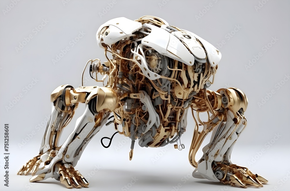 Poster mechanical marvel: an intricate 3d representation of a robotic quadruped, showcasing the pinnacle of