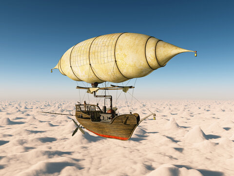 Fantasie Luftschiff über den Wolken