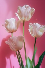Fototapeta premium A bouquet of four white flowers with green stems