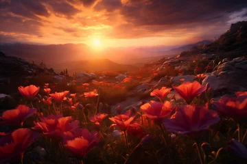 Wandcirkels tuinposter Flowers at sunrise © MuhammadQaiser