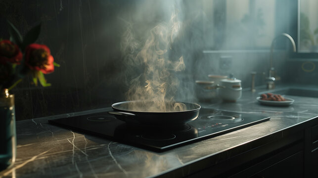feuer, kochen, essen, flame, heiss, cook, k&uuml;che, heizen, qualm, fleisch, barbecue, topf, chefkoch,  asiatisch, moderne k&uuml;che, k&uuml;chenblock, geruch, dampf, braten