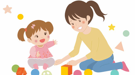 遊んでいる子供と親　ファミリーイメージ