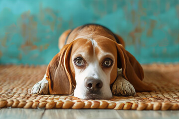 Adorable Beagle Dog Patiently Waiting at Home: A Heartwarming Banner Image