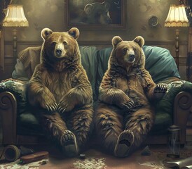 two bears sitting on the couch waiting to see how cryptocurrencies go down