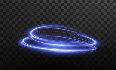 Luminous blue lines png of speed. Light glowing effect png. Abstract motion lines. Light trail wave, fire path trace line, car lights, optic fiber and incandescence curve twirl
