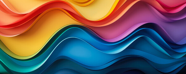 abstract paper wave background in rainbow colors