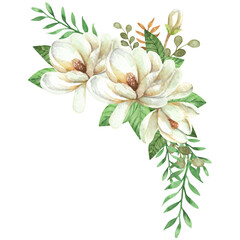 Watercolor Magnolia Bouquet