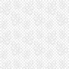 Seamless pattern transparent branches with leaves. For postcard, card, invitation, poster, banner template lettering typography. Seasons Greetings. Vector illustration