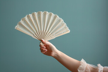Elegant Cream Lace Handheld Fan Presented with Grace and Style - Decorative Banner