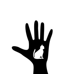 Fototapeta premium Human hand cat icon isolated on transparent background