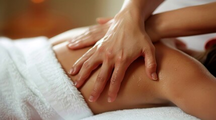 Obraz na płótnie Canvas Closeup of the massage therapist's hands. Massage in a spa salon