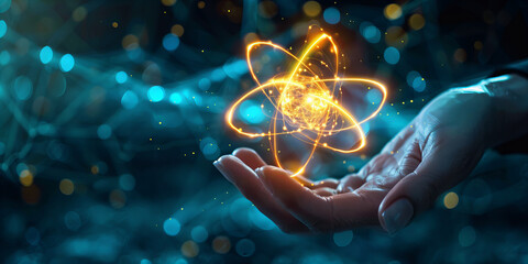 Unlocking the Mysteries of Atomic Power: A Futuristic Concept Banner - obrazy, fototapety, plakaty