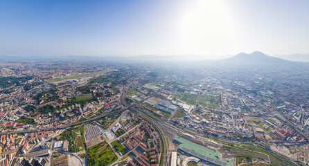 Naples, Italy. Industrial area of the city. Airport. Panorama of the city on a summer day. Sunny...