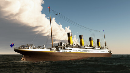 Historisches Passagierschiff  RMS Titanic auf hoher See - 751266243