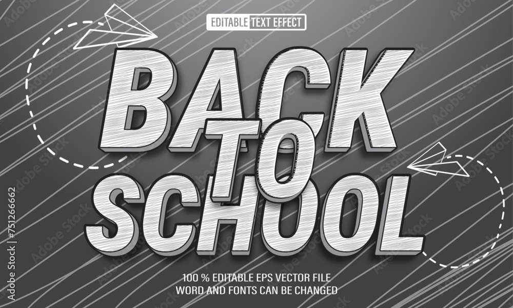 Fototapete editable 3d text style effect - back to school text effect template