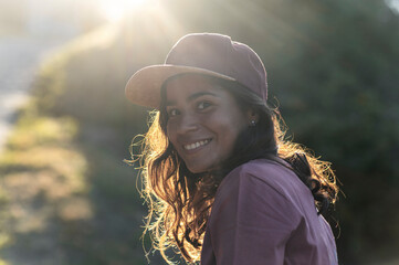 Hispanic woman skater with good vibes
