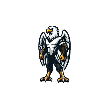full body eagle mascot logo vector illustration