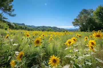 
Sunflower Symphony Fields of Bright Yellow Bloom




