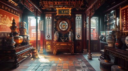 a room in Chinese style - obrazy, fototapety, plakaty