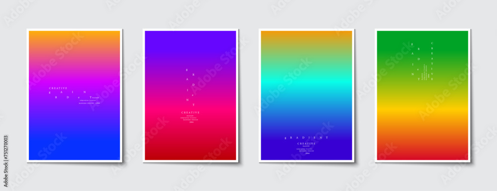 Poster multicolored abstract gradient graphic background collection. modern design patterns for covers, mag