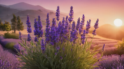 Magical and medicinal lavender, used by native americans, digital art, 4k, super highly details