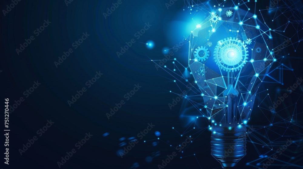 Aufkleber Machine learning and AI concept. Low poly style design. Abstract geometric background. Wireframe light connection structure. Modern 3D graphic .