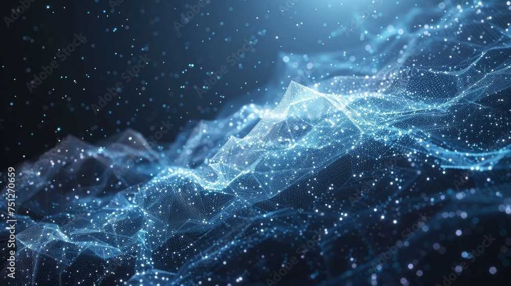Leinwandbilder a low poly wireframe shown in the form of a starry sky, made up of points, lines, and shapes. futuri