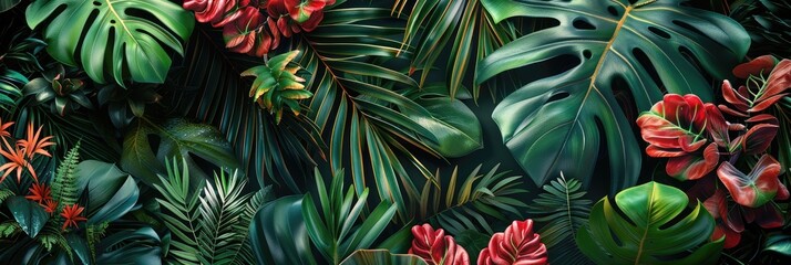 Hand-drawn vintage 3D illustration of exotic foliage, perfect for creating a luxurious tropical ambiance