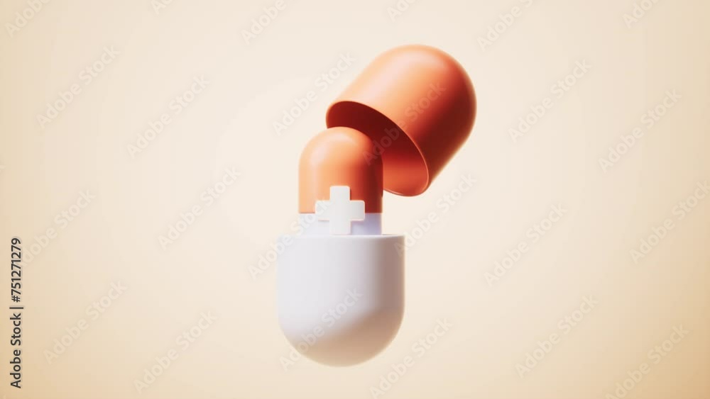 Sticker Loop animation of medical capsule with medical concept, 3d rendering.