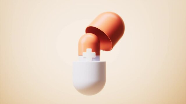 Loop animation of medical capsule with medical concept, 3d rendering.