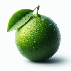 Fresh green lime isolated on white background.