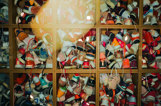 Shelves filled with sneakers 