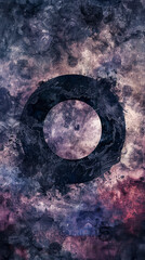 A ballad of a black hole in the cosmos, depicted in a watercolor landscape style, mobile phone wallpaper or advertising background
