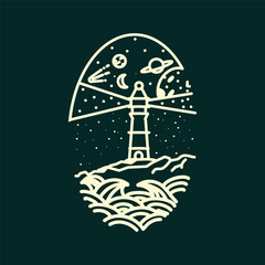 Mercusuar tower monoline badge design