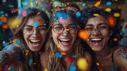 Group of Corporate businesspeople having fun and in corporate party at office, celebrating spacial event such as corporate anniversary or business success.