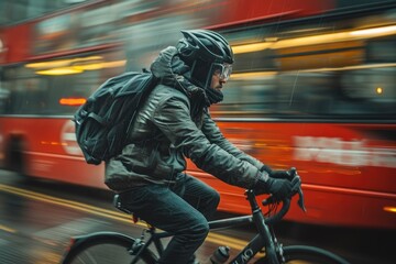 activity go to work by riding bicycle in the city professional photography