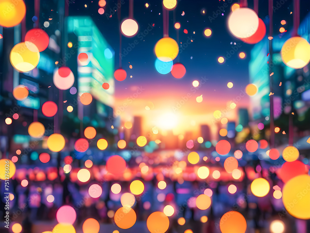 Poster abstract circular bokeh background of shopping mall and bokeh light