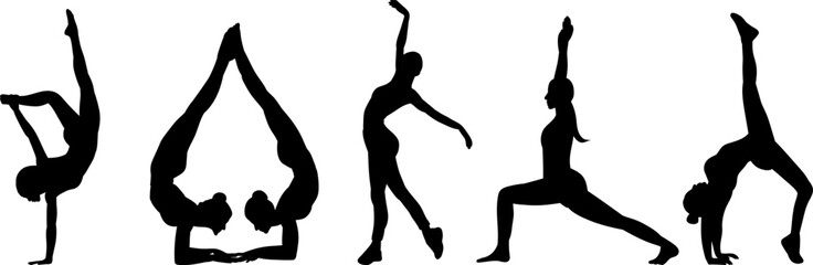 silhouette of a female gymnast, on a white background vector